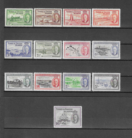 TURKS & CAICOS ISLANDS 1950 SG 221/33 MNH Cat £80