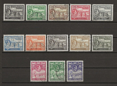 TURKS & CAICOS ISLANDS 1938/45 SG 194/205 USED Cat £65