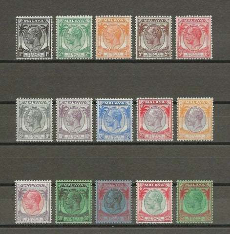 MALAYA/STRAITS SETTLEMENTS 1936/37 SG 260/74 MINT Cat £225