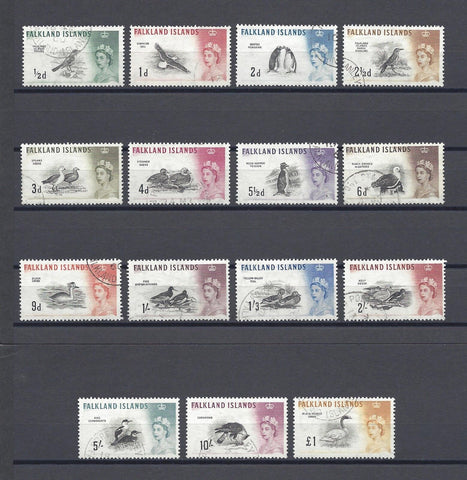 FALKLAND ISLANDS 1960/66 SG 193/207 USED Cat £80