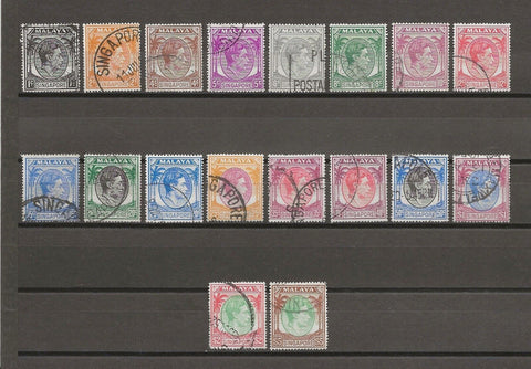 SINGAPORE 1948/52 SG 16/30 USED Cat £60