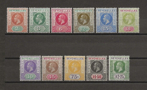 SEYCHELLES 1912/16 SG 71/81  MINT Cat £110