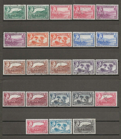 MONTSERRAT 1938/48 SG 101a/112 + Shades/Perfs USED Cat £105