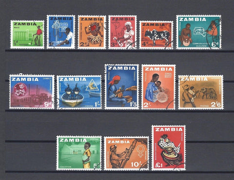 ZAMBIA 1964 SG 94/107 USED Cat £14