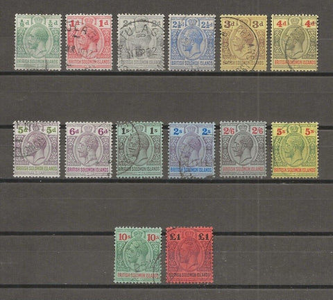 BRITISH SOLOMON ISLANDS 1914/23 SG 22/38 USED £450