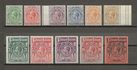 FALKLAND ISLANDS 1912/20 SG 60/69 MINT Cat £1000