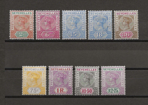 SEYCHELLES 1897/1900 SG 28/36 MINT Cat £300