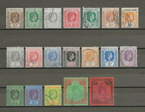 LEEWARD ISLANDS 1938/51 SG 95/114c USED Cat £140