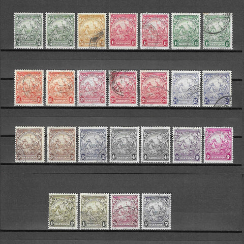 BARBADOS 1938/47 SG 248/256 + SHADES & PERFS USED CAT £50.25