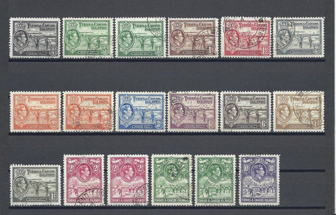 TURKS & CAICOS ISLANDS 1938/45 SG 194/205 USED Cat £122