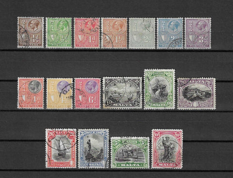 MALTA 1926/27 SG 157/172 USED Cat £400