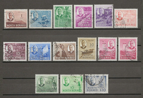 NORTH BORNEO 1950/52 SG 356/370 USED Cat £150