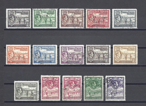 TURKS & CAICOS ISLANDS 1938/45 SG 194/205, 203a USED Cat £82