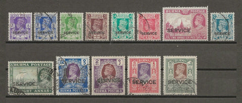 BURMA 1939 SG O15/27 USED Cat £150