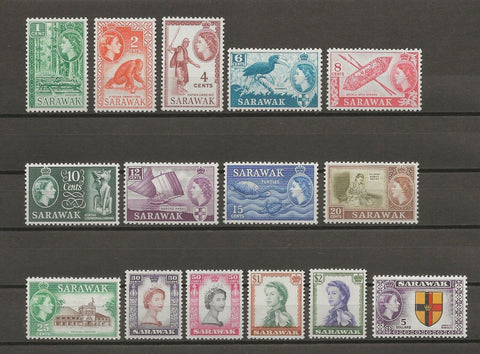 SARAWAK 1955/59 SG 188/202 MNH Cat £100