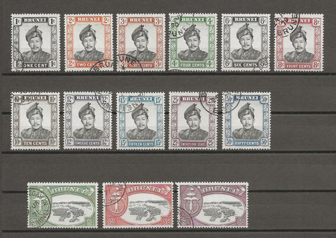 BRUNEI 1964/72 SG 118a/29a, 130/1 USED Cat £85