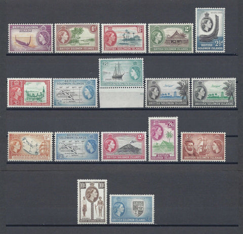 BRITISH SOLOMON ISLANDS 1956/63 SG 82/96 MNH Cat £120