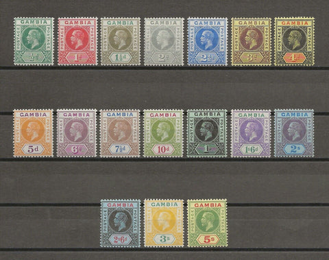 GAMBIA 1912/22 SG 86/102 MINT Cat £200