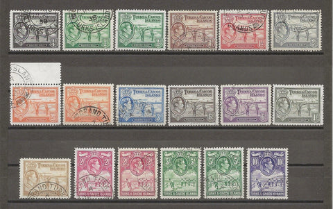 TURKS & CAICOS ISLANDS 1938/45 SG 194/205 USED Cat £122