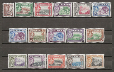 DOMINICA 1938/47 SG 99/109a + 103 MNH Cat £90