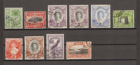 TONGA 1942/49 SG 74/82, 76a USED Cat £110