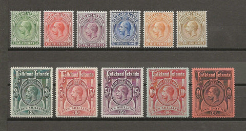 FALKLAND ISLANDS 1912/20 SG 60/69 MINT Cat £1000