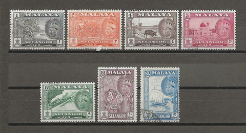 MALAYA/SELANGOR 1961/62 SG 129/35 USED Cat £16