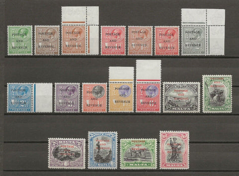 MALTA 1930 SG 193/209 MNH Cat £250