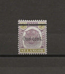 MALAYA/SELANGOR 1900 SG 66a MINT Cat £70