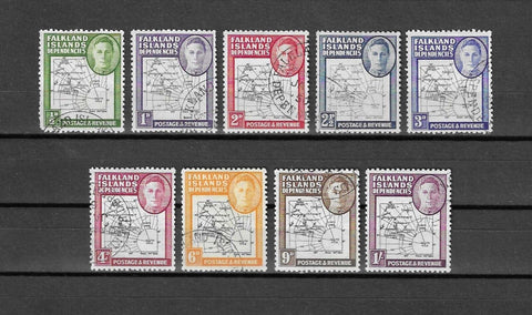 FALKLAND ISLAND DEPENDENCIES 1946/49 SG G9/16 USED Cat £110