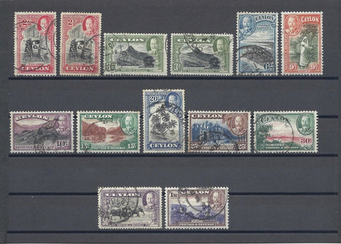 CEYLON 1935/36 SG 368/78 USED Cat £42