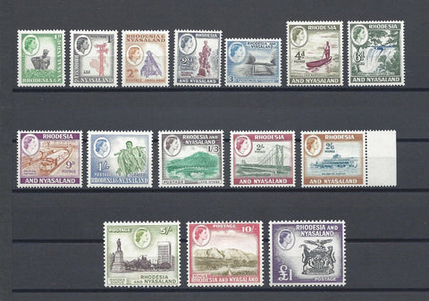 RHODESIA & NYASALAND 1959/62 SG 18/31 MNH Cat £130