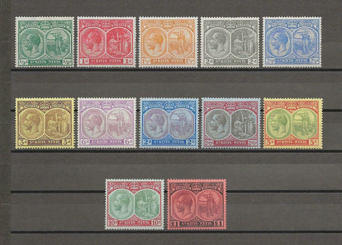 ST KITTS & NEVIS 1920/22 SG 24/36 MINT Cat £350