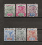 SEYCHELLES 1890/92 SG 9/14 MINT Cat £85