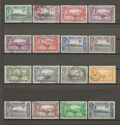 SIERRA LEONE 1938/44 SG 188/200 USED Cat £80