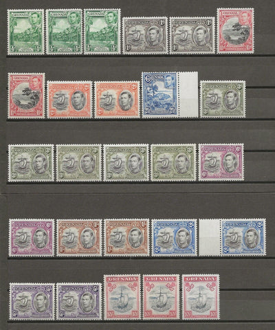 GRENADA 1937/50 SG 152/63e + Shades/Perfs MNH Cat £490