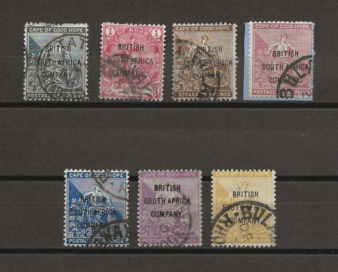 RHODESIA 1896 SG 58/64 USED Cat £350