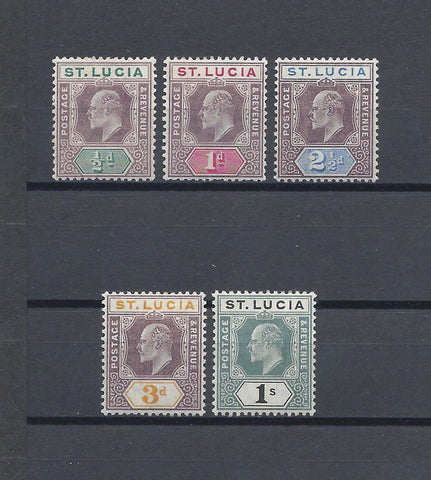 ST LUCIA 1902/03 SG 58/62 MINT Cat £70