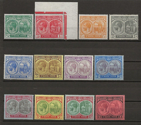 ST KITTS & NEVIS 1920/22 SG 24/36 MINT Cat £350