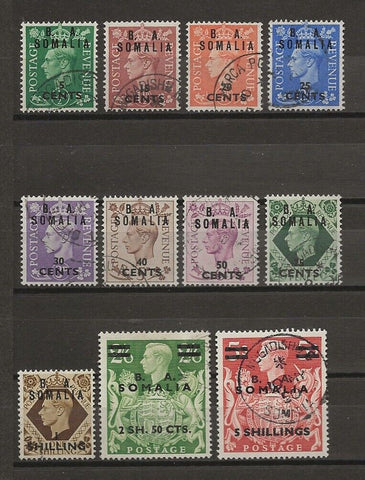 BOIC/SOMALIA 1950 SG S21/31 USED Cat £150