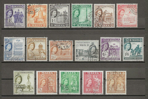 MALTA 1956/58 SG 266/82 USED Cat £60