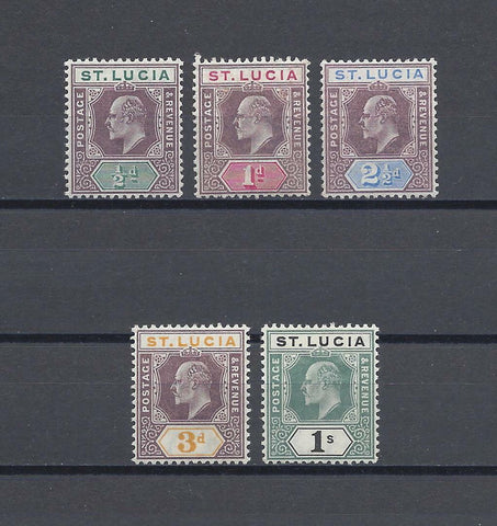 ST LUCIA 1902/03 SG 58/62 MINT Cat £70