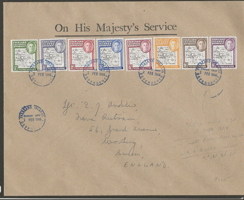 FALKLAND ISLANDS/FALKLAND ISLANDS DEPENDENCIES 1946/49 SG G1/8 USED Cat £1230