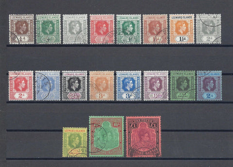 LEEWARD ISLANDS 1938/51 SG 95/114c USED Cat £140