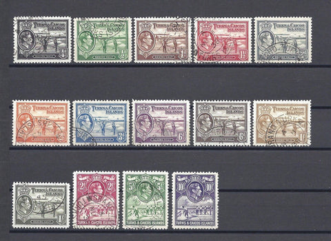 TURKS & CAICOS ISLANDS 1938/45 SG 194/205 USED Cat £65