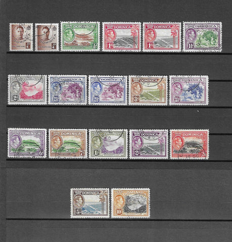 DOMINICA 1938/47 SG 99/109a USED Cat £85.75