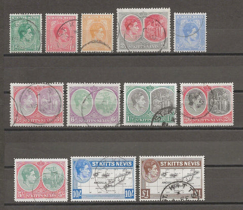 ST KITTS & NEVIS 1938/50 SG 68a/77f USED Cat £60