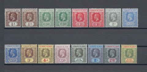 LEEWARD ISLANDS 1912/22 SG 46/57 + Shades MINT Cat £139