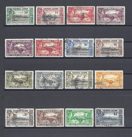 SIERRA LEONE 1938/44 SG 188/200 USED Cat £80