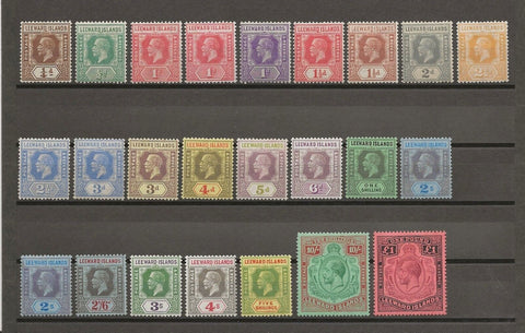 LEEWARD ISLANDS 1921/32 SG 58/80 MINT Cat £460